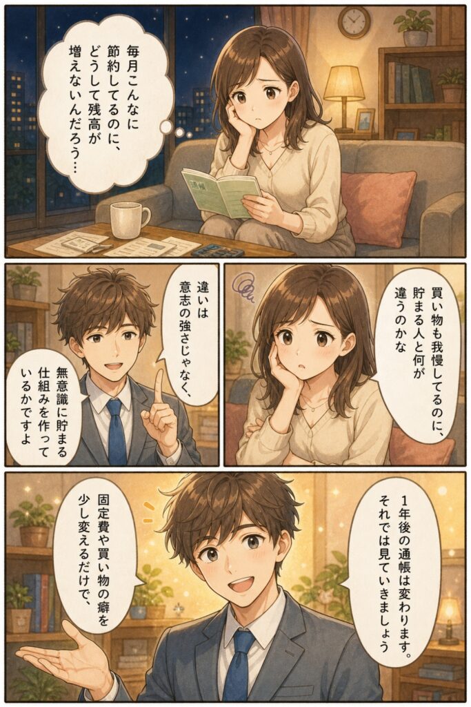 お金が貯まる人の習慣とは？無理なく貯金が増える5つの秘訣と共通点を公開の導入文漫画