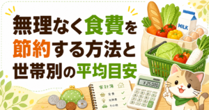 無理なく食費を節約する方法と世帯別の平均目安を解説のアイキャッチ画像