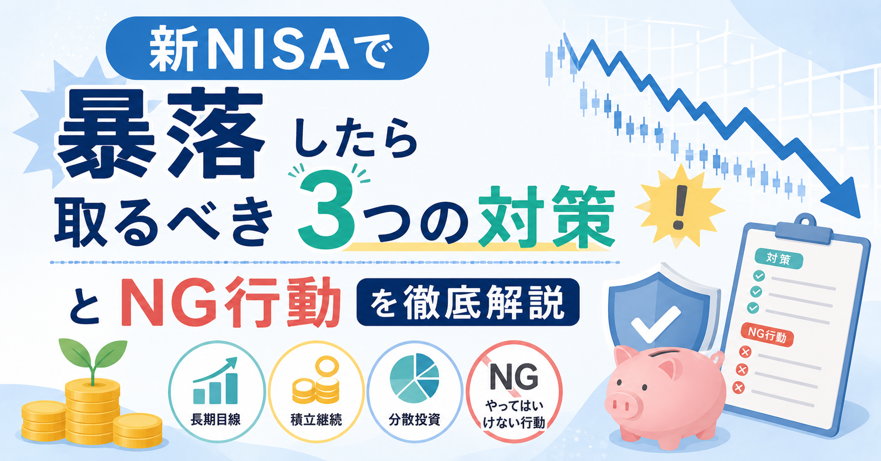 新NISAで暴落したら取るべき3つの対策とNG行動を徹底解説のアイキャッチ画像